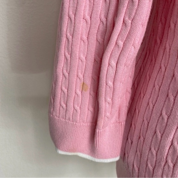 Vintage Ralph Lauren Women Light Pink Collared Cable Knit Soft Sweater XL Preppy - Picture 10 of 16